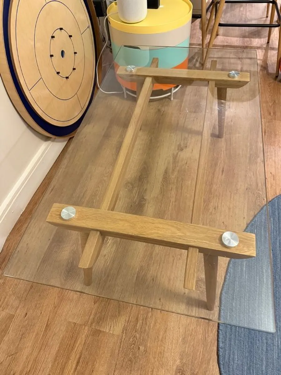 Oak and Glass Coffee Table - Image 1