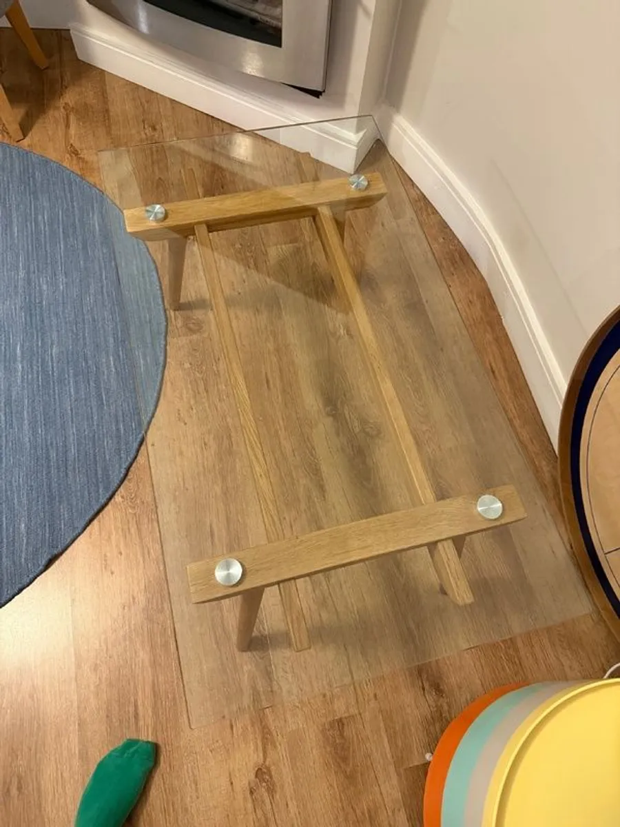 Oak and Glass Coffee Table - Image 4