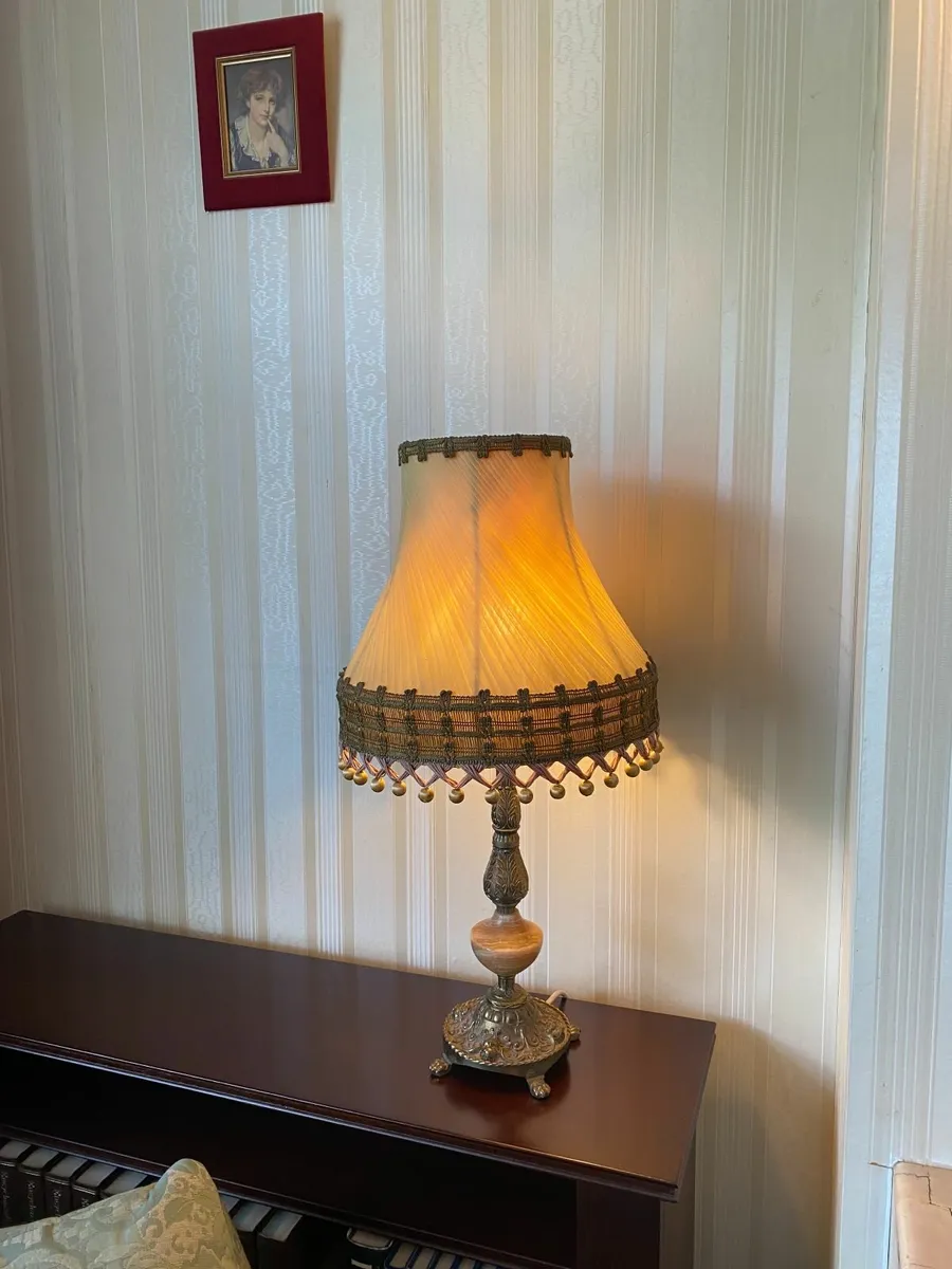 Table Lamp with Pale Gold Shade - Image 1