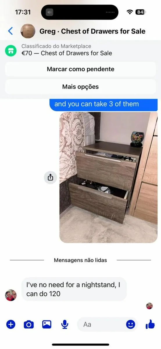 Bed set kingsize, chest of drawers - Image 4