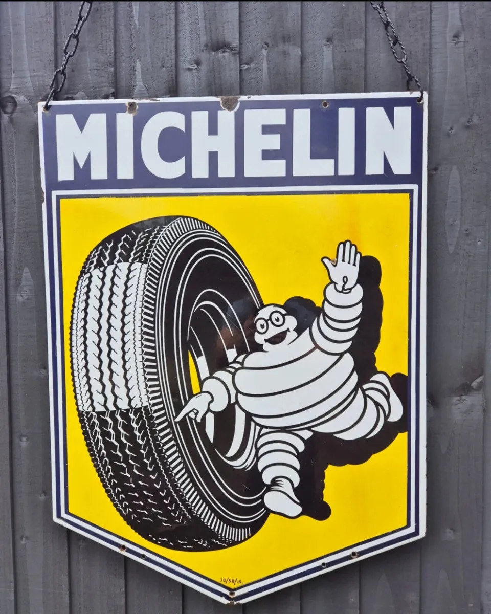 Circa 1958 Double Sided MICHELIN Enamel Sign - Image 1
