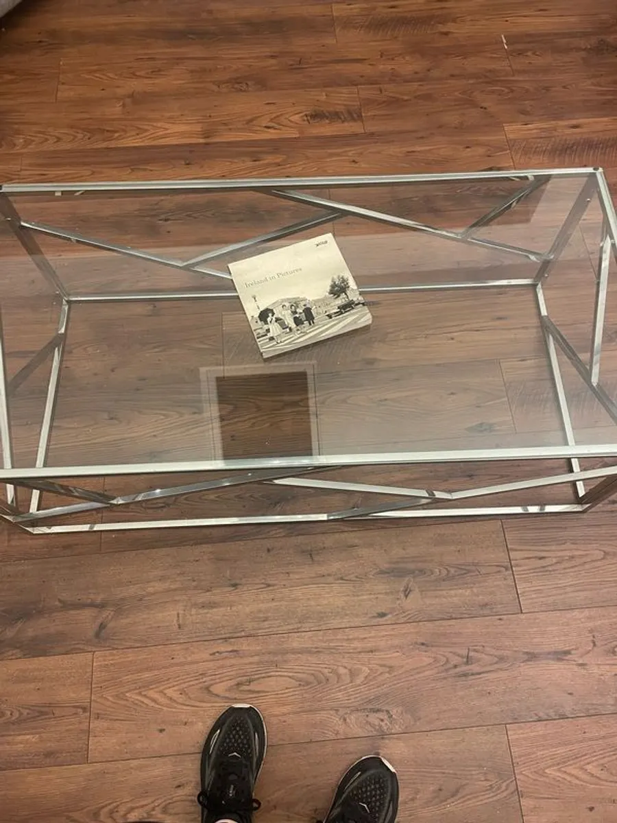 chrome glass coffee table - Image 1
