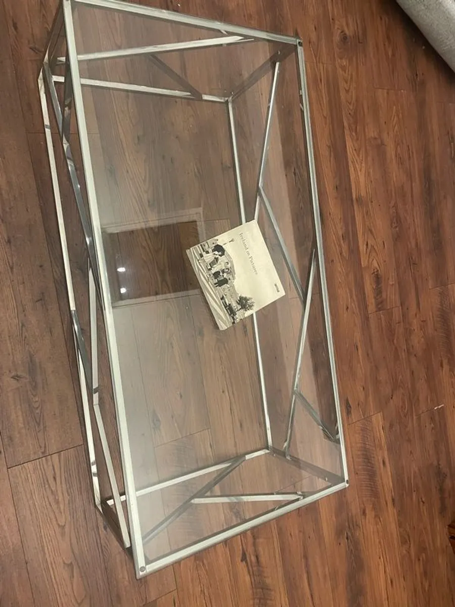 chrome glass coffee table - Image 2