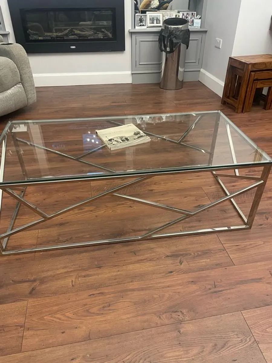 chrome glass coffee table - Image 3