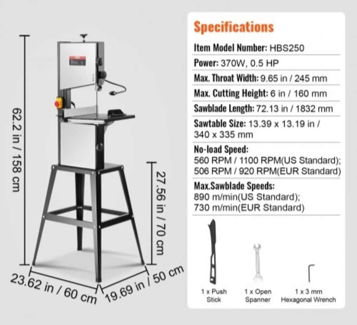 Band Saw with Stand Benchtop Bandsaw 24.5 cm 370W - Image 3