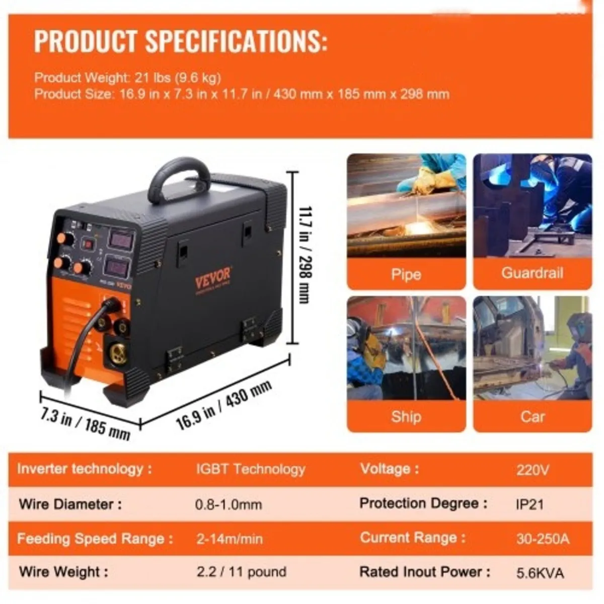 MIG Welder 250 Amp MIG TIG Arc Welder 3 in 1 Welde - Image 4