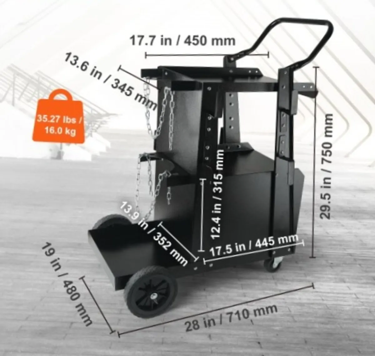 Welding Cart, 2-Tier Heavy Duty Welder Cart with A - Image 3
