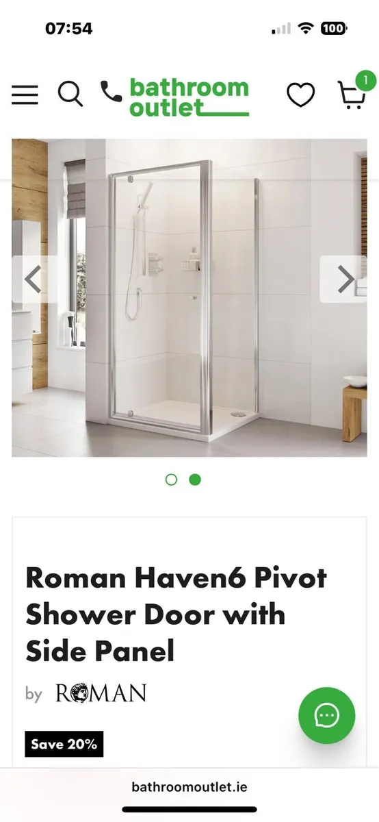 Brand New Chrome Pivot Shower Door and Side Panel - Image 1