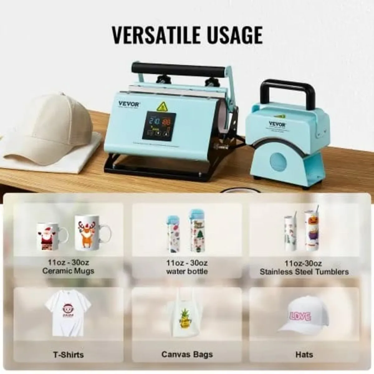 2 in 1 Tumbler and Hat Heat Press Machine, Mini Ha - Image 4