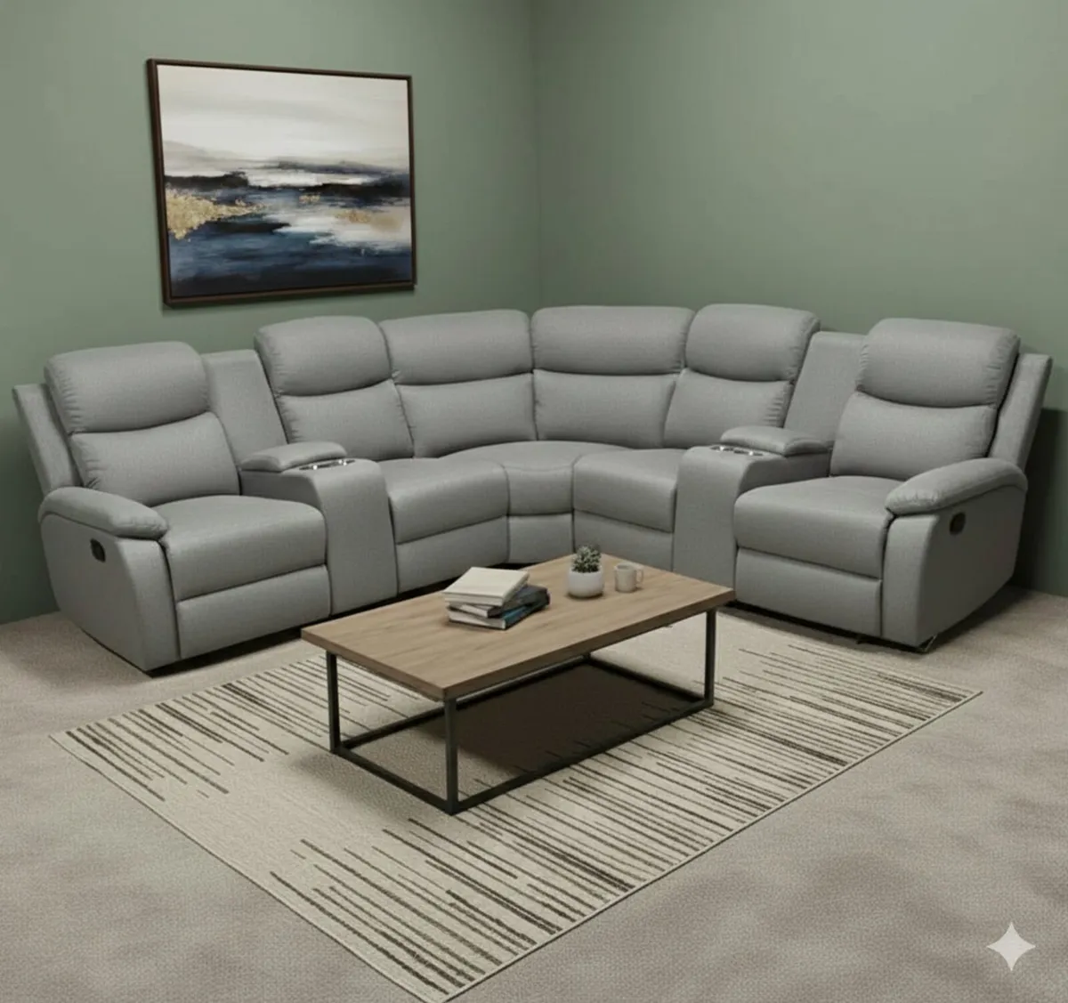 New Stanley Grey Fabric Corner Recliner Sofa - Image 1