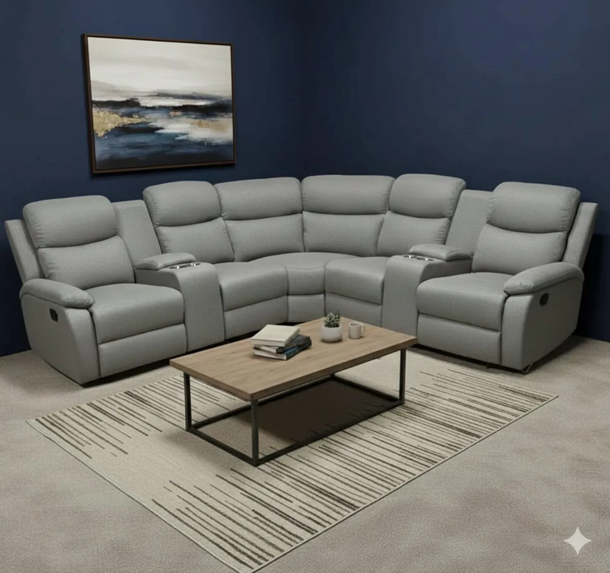 New Stanley Grey Fabric Corner Recliner Sofa - Image 1