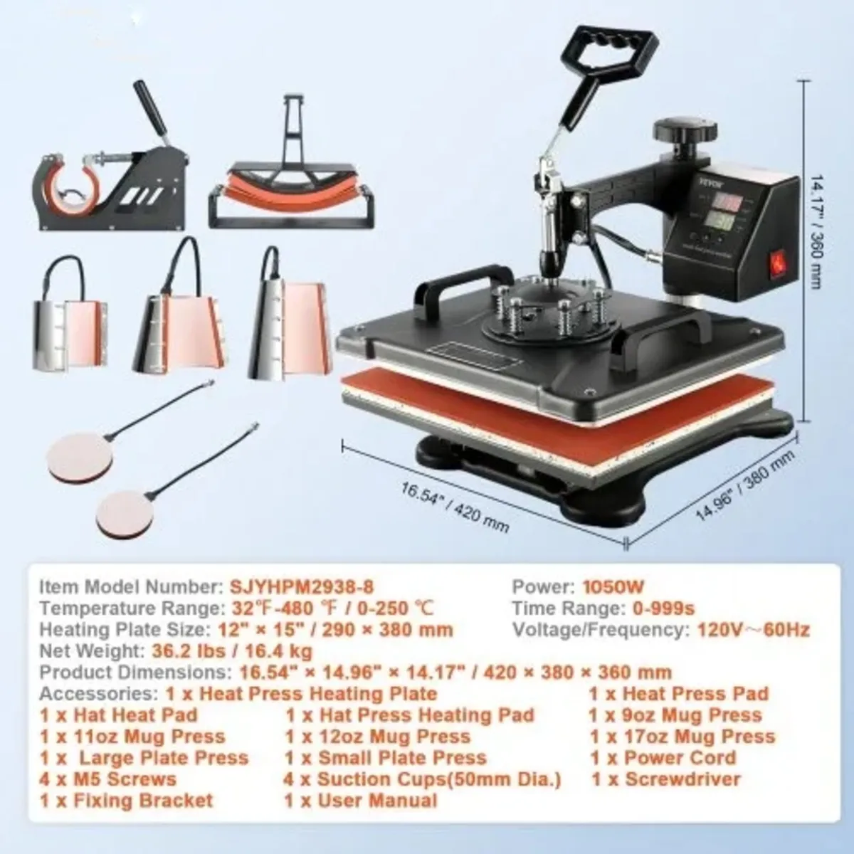 Heat Press 8 in 1 Heat Press Machine 38x30cm T-shi - Image 3