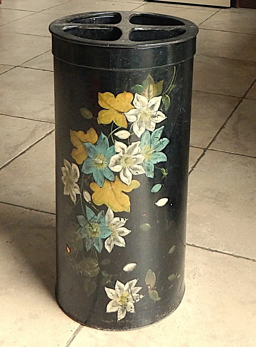 Vintage Hand Painted Papier Mache Umbrella Stand - Image 1