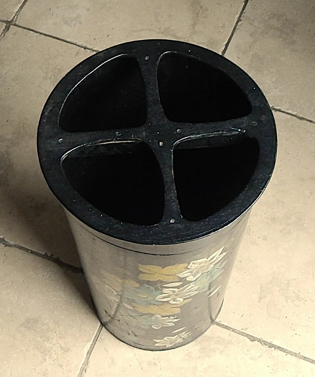 Vintage Hand Painted Papier Mache Umbrella Stand - Image 3