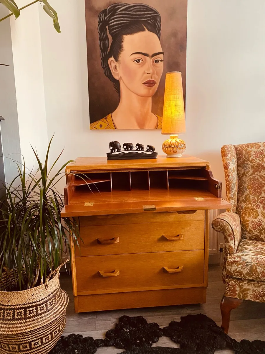 Mid Century G Plan Chest of Drawers Writing Desk - Image 3