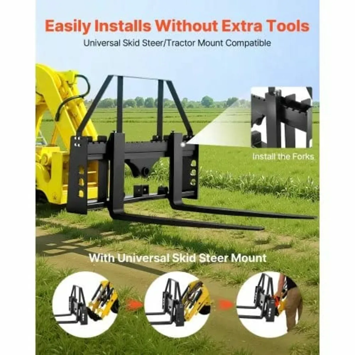 Skid Steer Pallet Forks, 1814 kg Rated Capacity, P - Image 2