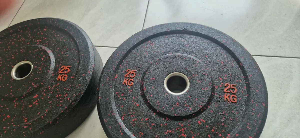 2x25 kilo Olympic bumper weight plates - Image 4