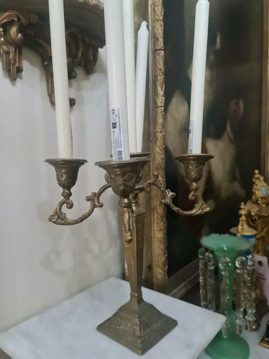 Antique brass candleabra POSTAGE AVAILABLE - Image 2