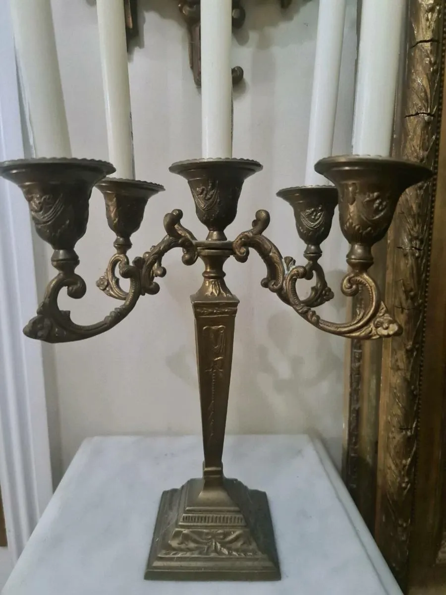 Antique brass candleabra POSTAGE AVAILABLE - Image 3