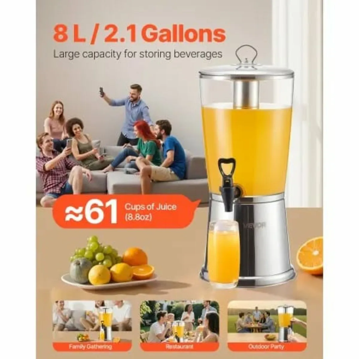 Beverage Dispenser, 8L Drink Dispenser for Parties - Image 4