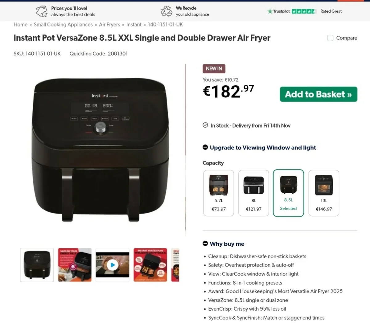 Instant Pot VersaZone 8.5L XXL Single and Double D - Image 2