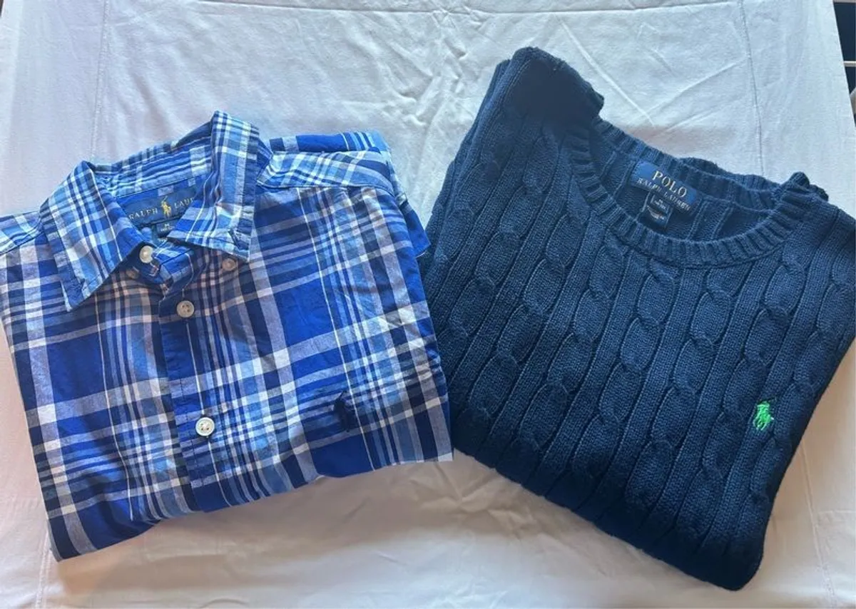 Ralph Lauren boys knitted jumper & check shirt (10-12) - Image 1