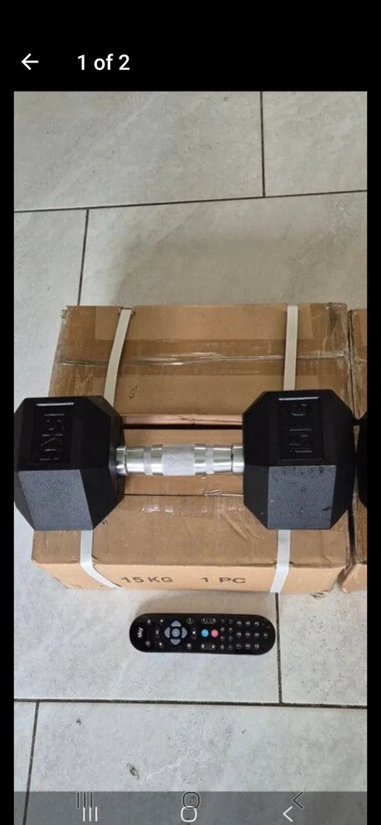 Brand new 2x15kilo hex dumbbell weight set - Image 1