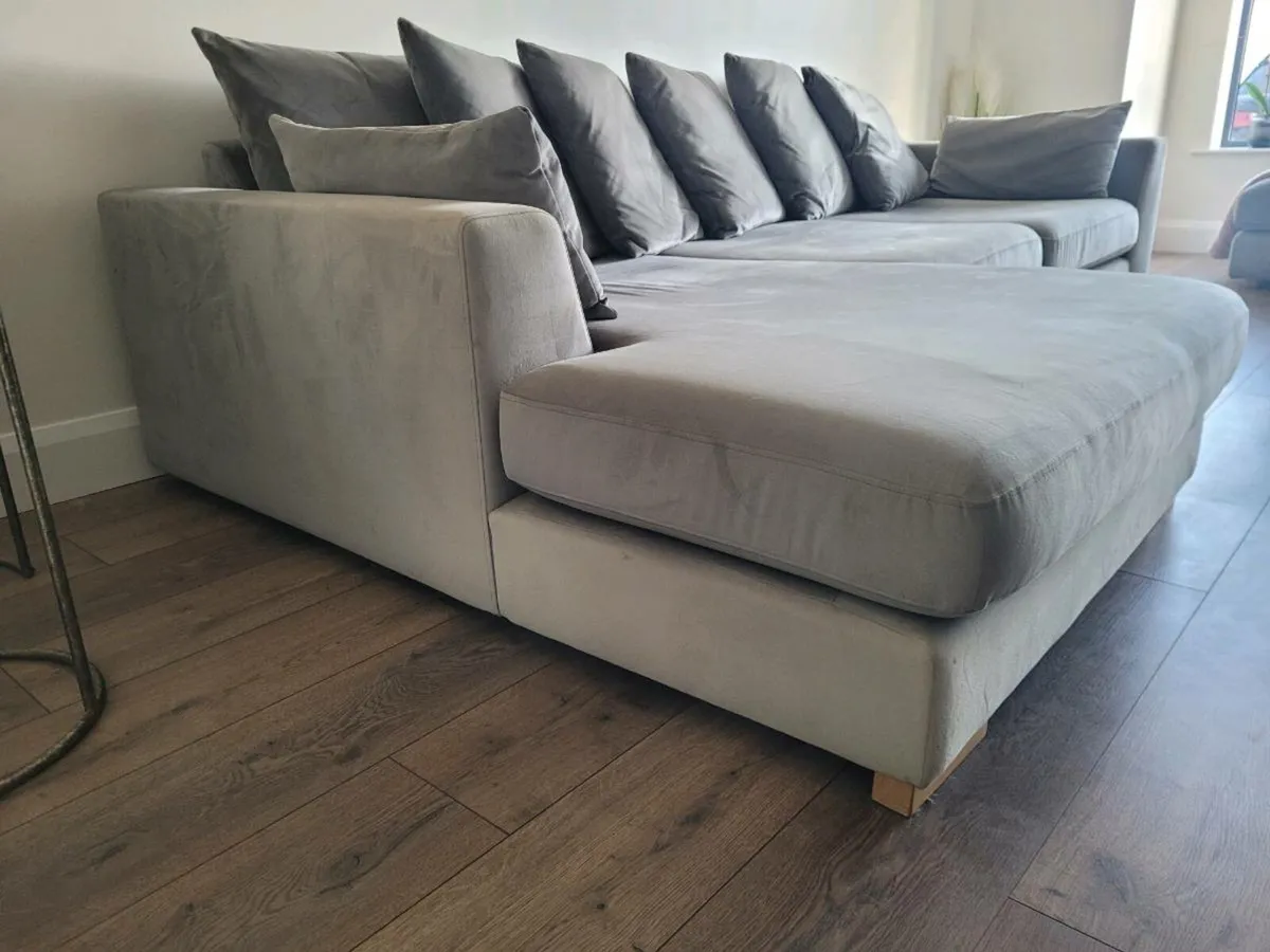 Large L shaped couch with extra footstool - Image 2