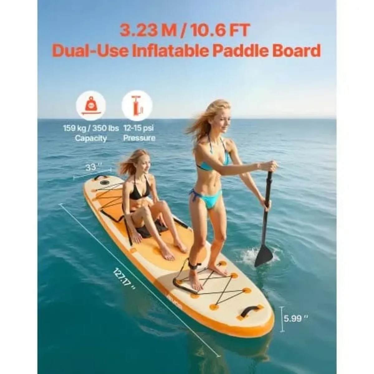 Inflatable Paddle Board with Seat, 3.23m x 84cm x - Image 3