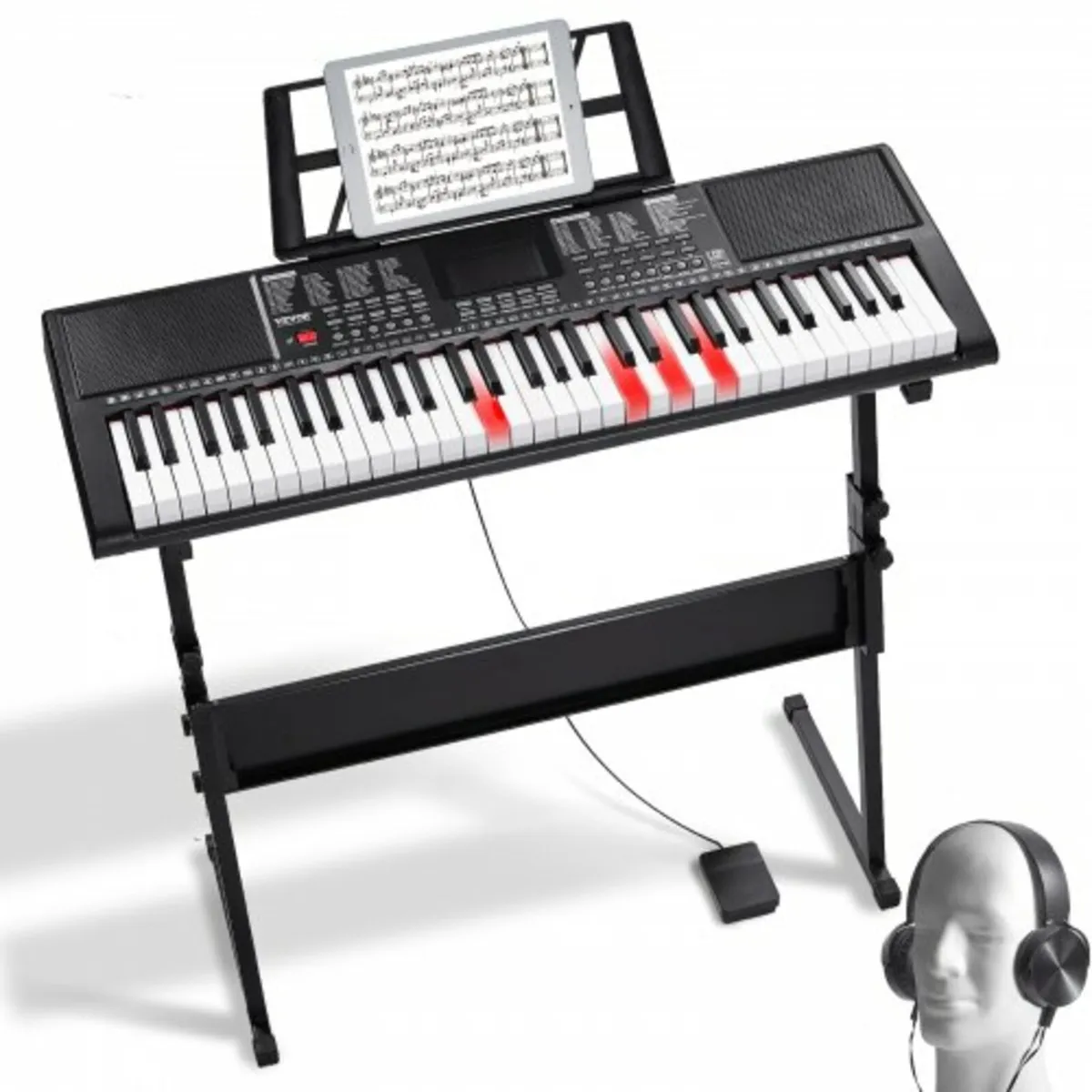 61 Key Digital Keyboard Piano, Lighted Keys, Elect - Image 1