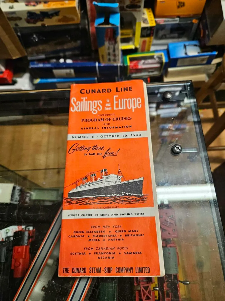 Vintage Cunard Line Cruise Time Table Schedule 195 - Image 1