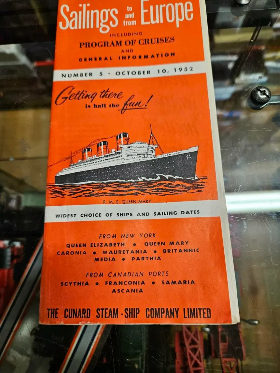 Vintage Cunard Line Cruise Time Table Schedule 195 - Image 2