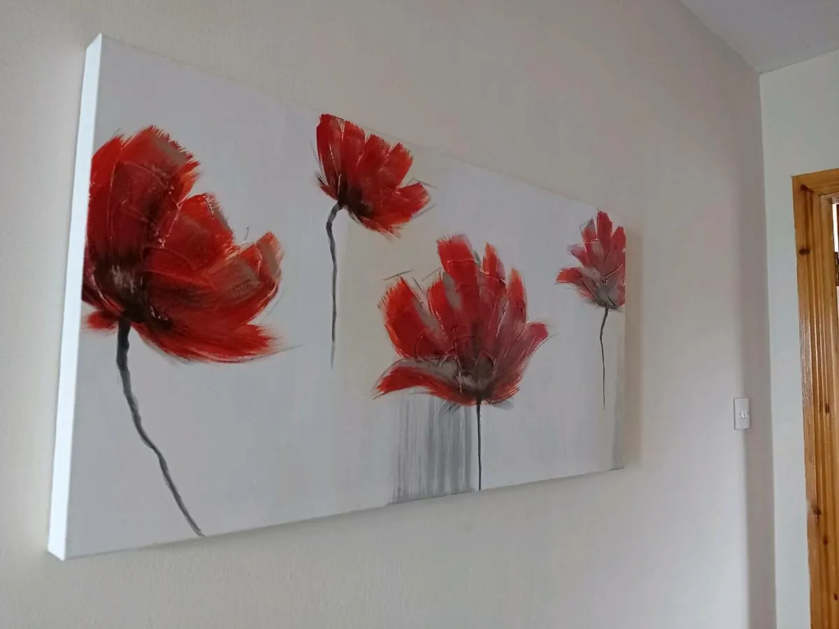 Flower Painting On Canvas - Image 1