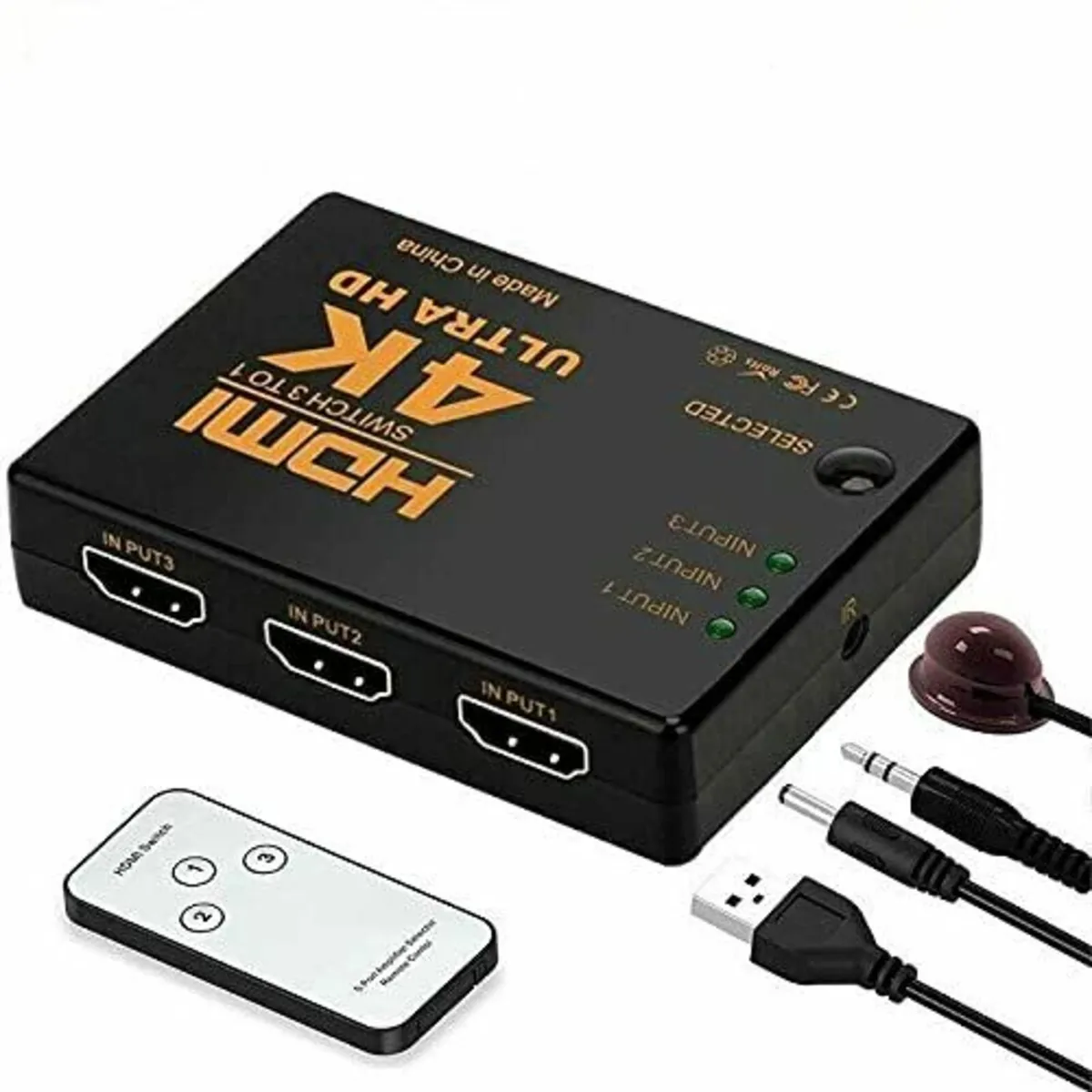 HDMI 3 Port Switcher Splitter Switch Hub with Remo