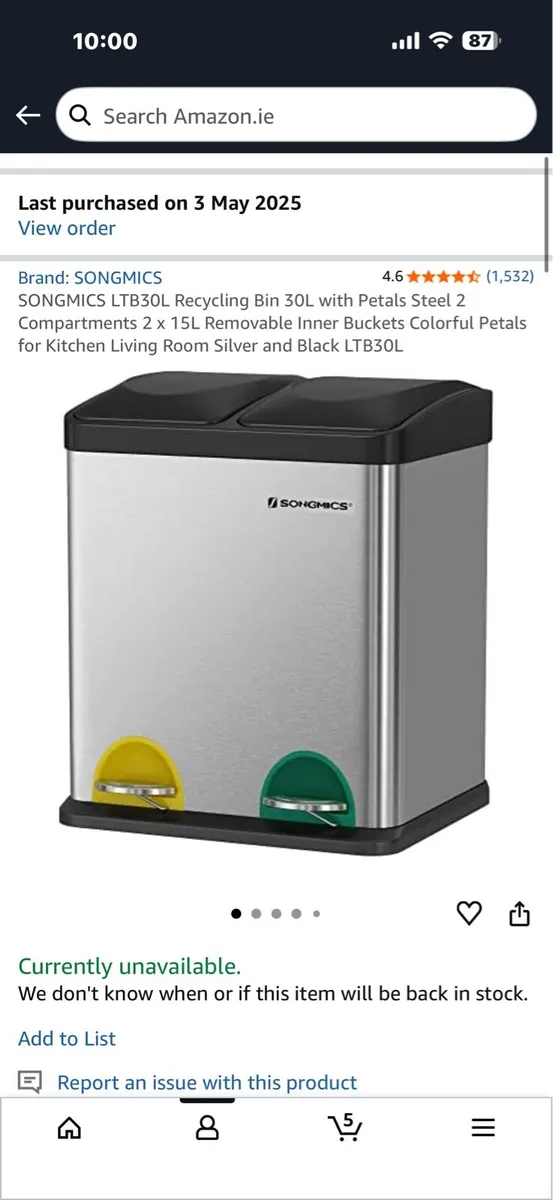 SONGMICS LTB30L Recycling Bin - Image 1