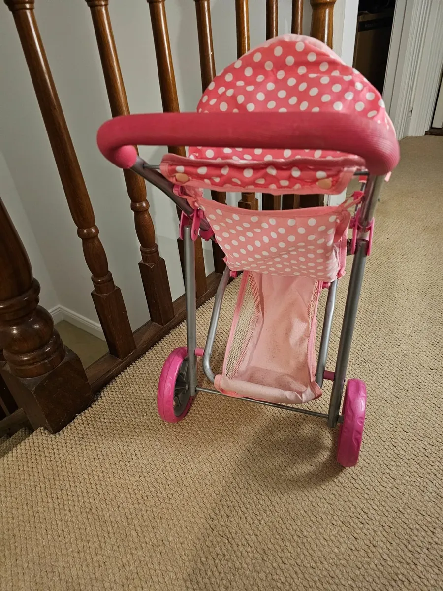 Kids pink toy stoller - Image 3