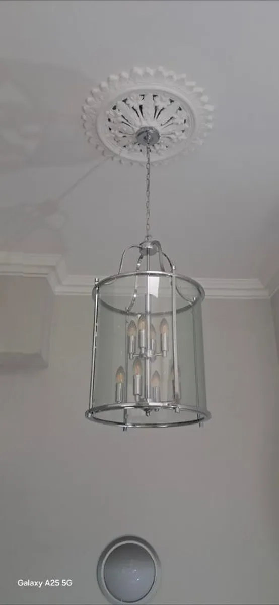 Grande 8 and 12 light celing pendent chrome lanterns - Image 1