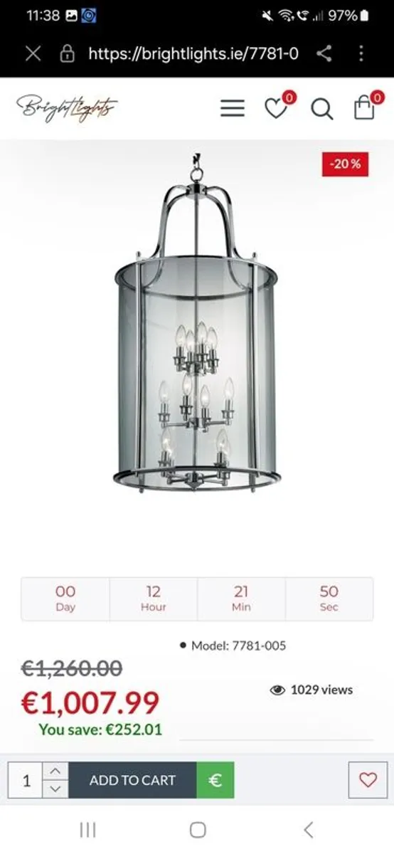 Grande 8 and 12 light celing pendent chrome lanterns - Image 3
