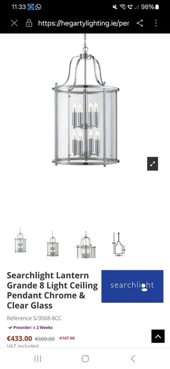 Grande 8 and 12 light celing pendent chrome lanterns - Image 4