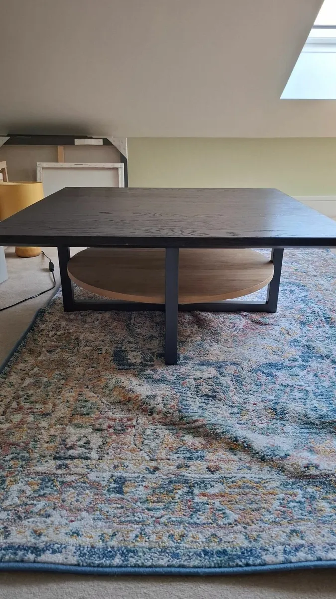 Modern Square Coffee Table with Lower Shelf - Image 1