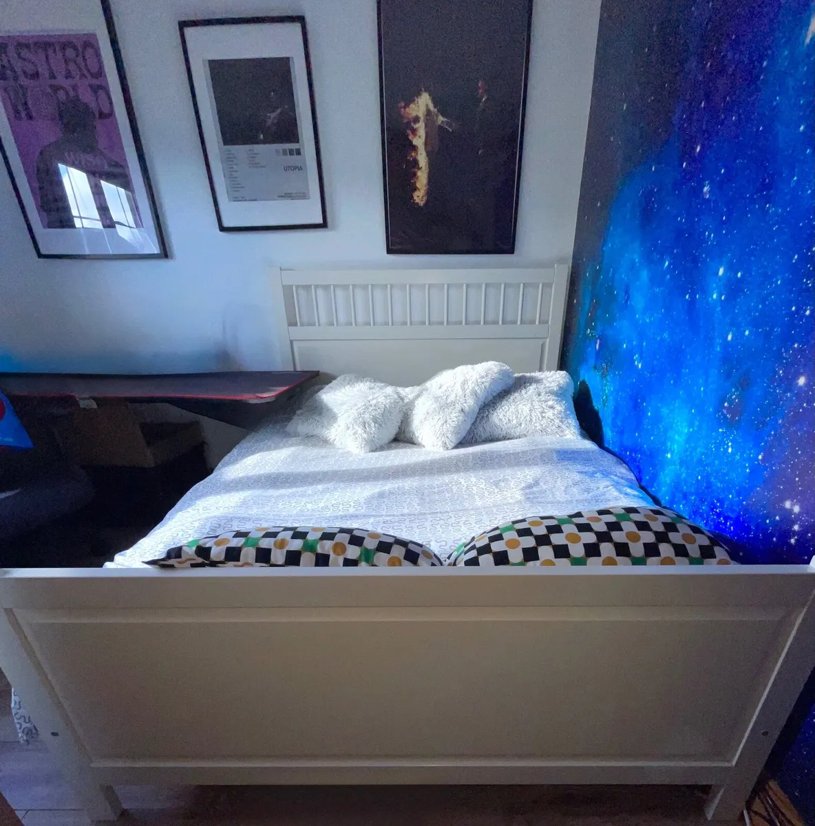 IKEA HEMNES bed frame with slats and mattress - Image 2