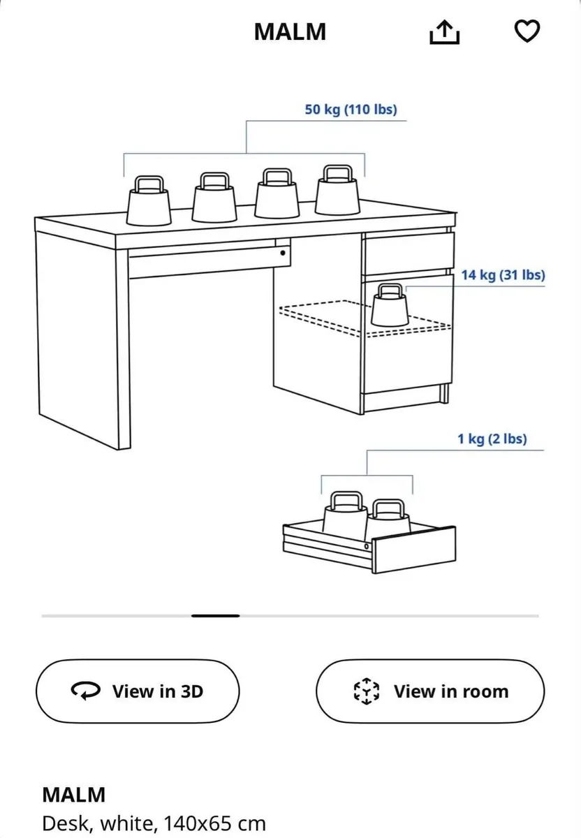 IKEA MALM desk - Image 3