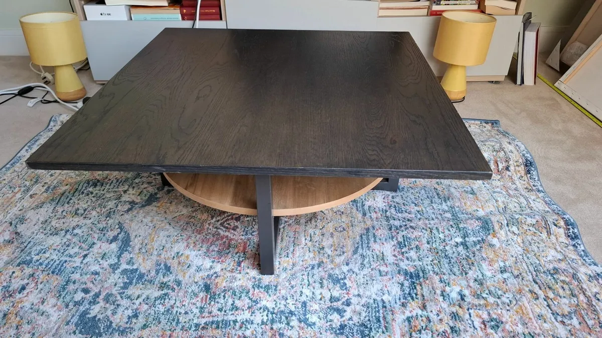 Modern Square Coffee Table with Lower Shelf - Image 4