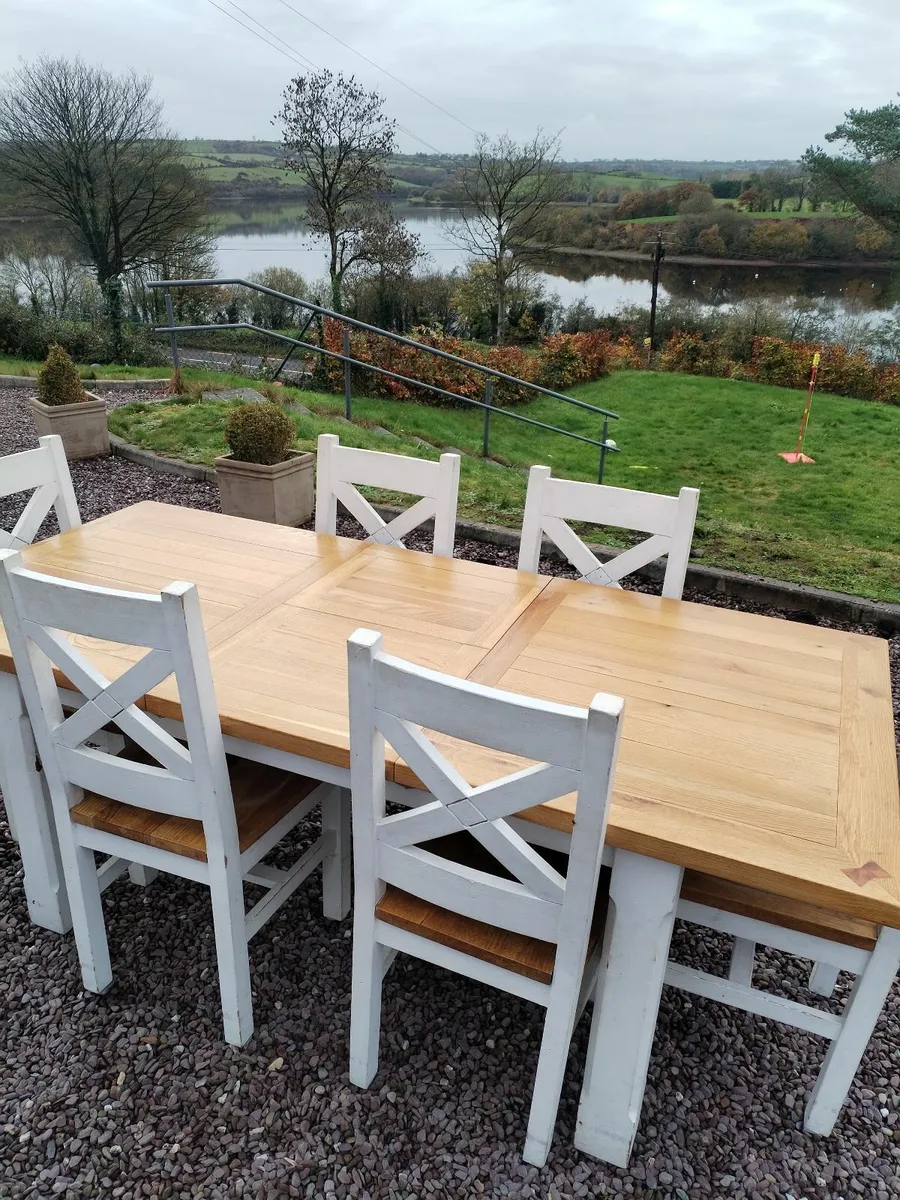 Beautiful dining table and 6 chairs-oak top - Image 2