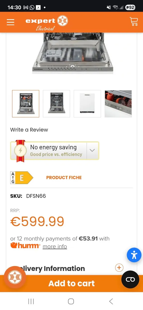 NordMende DSFN66 Integrated Dish Washer - New - Image 4