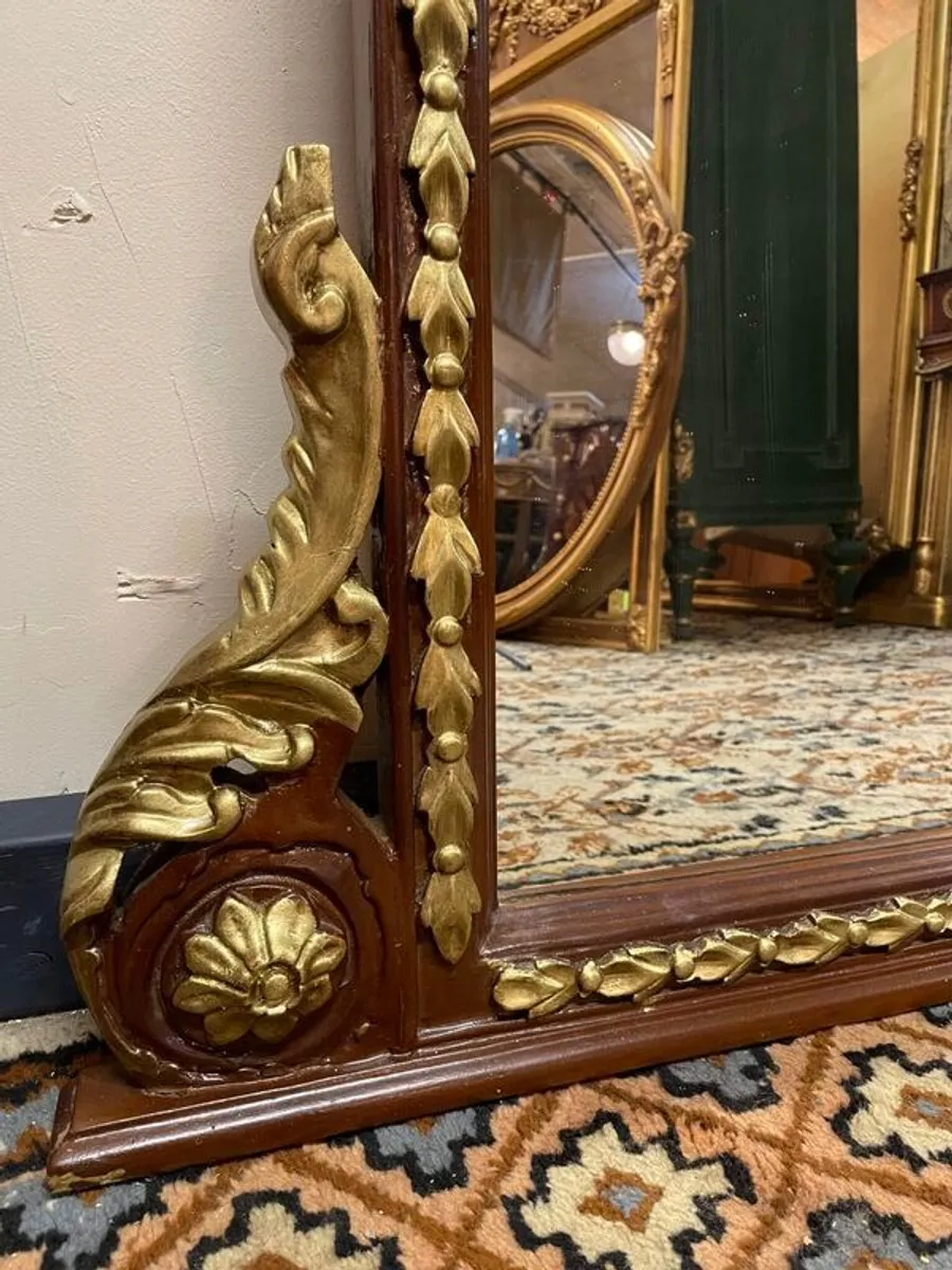 Louis XVI Style Parcel Gilt and Painted Overmantel Mirror - Image 4