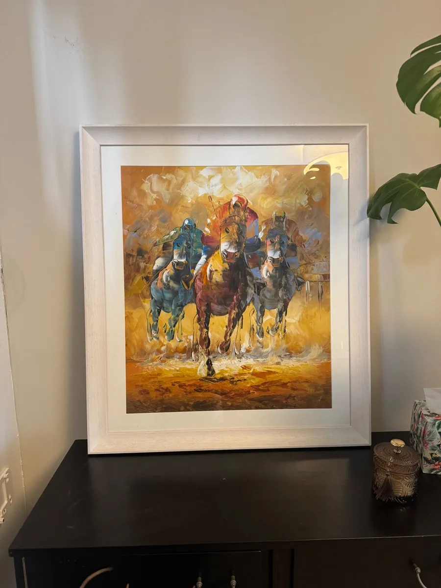 Original Hand-Painted Equestrian Framed Painting - Image 1