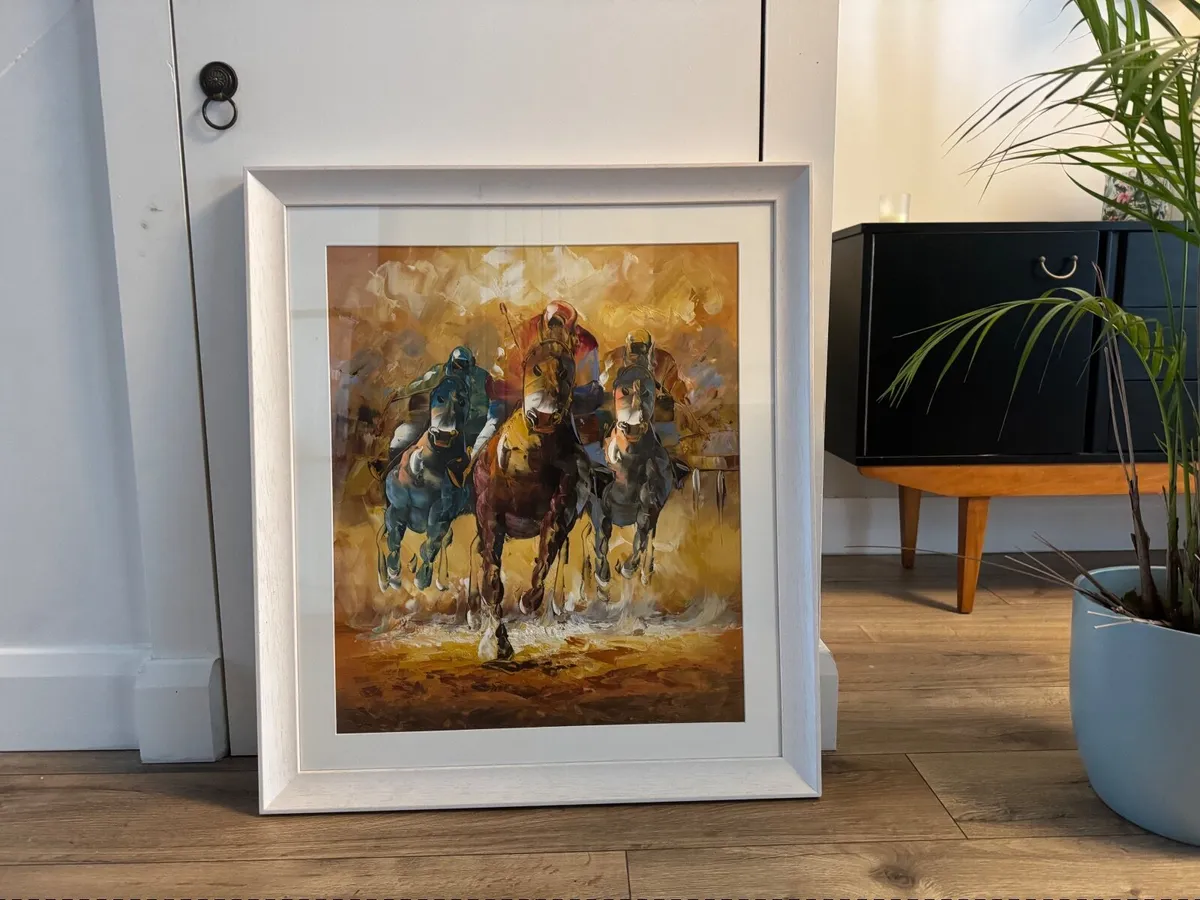 Original Hand-Painted Equestrian Framed Painting - Image 2