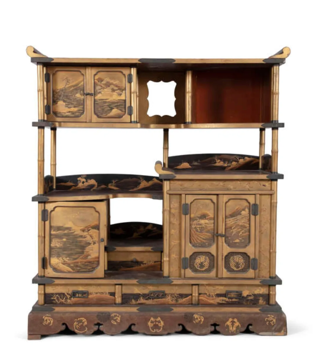 Japanese MOUNT FUJI CABINET WITH SHELVES, SHODANA - Image 1