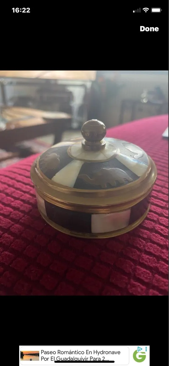 Vintage Brass/ Copper/ Mother of  Pearl Ring Box - Image 1